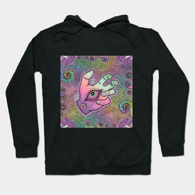 eye in hand Hoodie by iha Art